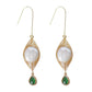 Copper Wire Wound Baroque Pearl Green Drop Earrings