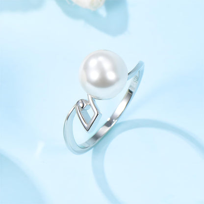 925 Sterling Silver Ring Creative Note Pearl Ring,#11