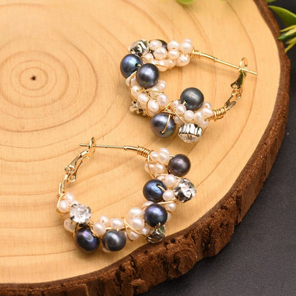 Natural Stone Freshwater Pearl Earring