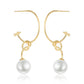 925 Sterling Silver French Long Circle Pearl Earrings