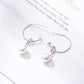 925 Sterling Silver French Long Circle Pearl Earrings