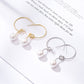 925 Sterling Silver French Long Circle Pearl Earrings