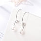 925 Sterling Silver French Long Circle Pearl Earrings