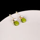 Hand-woven Dark Green Drop Stone 925 Silver Needle Pearl Earrings