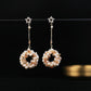 Freshwater Pearl Zircon Star Pink Spar Long Earrings