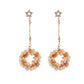 Freshwater Pearl Zircon Star Pink Spar Long Earrings