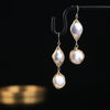 Oval Baroque Shaped Pearl Wire Wound Earrings