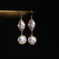 Oval Baroque Shaped Pearl Wire Wound Earrings