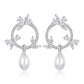 925 Silver Creative Butterfly Water Drop Pearl Tassel Flower Earrings