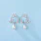 925 Silver Creative Butterfly Water Drop Pearl Tassel Flower Earrings