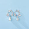 925 Silver Creative Butterfly Water Drop Pearl Tassel Flower Earrings