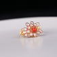 Hand-made Winding Pink Freshwater Pearl Red Agate Flower Ring,Adjustable,17mm