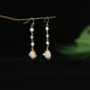 Hand-made Copper Wire Wound Braided Natural Stone Pearl Earrings