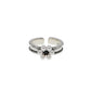 925 Sterling Silver Simple Pearl Flower Retro Ring, Adjustable