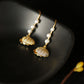 14K Freshwater Pearl Shell Long Zircon Earrings