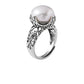 925 Sterling Silver Antique Accessories Hollow Pearl Ring,Adjustable