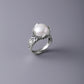 925 Sterling Silver Antique Accessories Hollow Pearl Ring,Adjustable