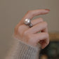 925 Sterling Silver Antique Accessories Hollow Pearl Ring,Adjustable