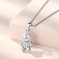 925 Cute Bear Pendant Sterling Silver Pearl Necklace