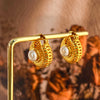 French Retro Pearl Hollow Gold Earrings