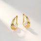 925 Sterling Silver Unique Golden Pearl Geometric Earrings