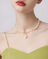 Light Luxury Camellia Natural Freshwater Pearl Necklace,39cm