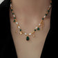 Retro Fashion Malachite Natural Pearl Necklace,37.5+6.5cm