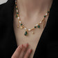 Retro Fashion Malachite Natural Pearl Necklace,37.5+6.5cm