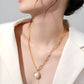 Pearl Sweater Chain Short Decorative Necklace,40+6cm