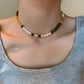 Natural Tiger's Eye Stone Freshwater Pearl Beaded Necklace,34.5+7.5cm