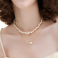 Retro Baroque Natural Pearl Double Layered Necklace,35-48cm