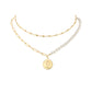 Retro Light Luxury Pearl Double-layer Stacked Clavicle Necklace,40-44cm