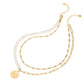 Retro Light Luxury Pearl Double-layer Stacked Clavicle Necklace,40-44cm