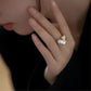 Fashionable Baroque Freshwater White Pearl Ring, Adjustable