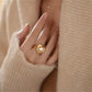 Natural Freshwater White Pearl Gold Love Ring, Adjustable