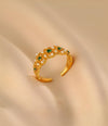 Emerald Lace Crown Pearl Ring,Adjustable