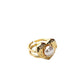 Natural Freshwater White Pearl Gold Love Ring, Adjustable