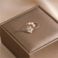 14K Gold Shell Petal Pearl Ring