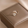 14K Gold Shell Petal Pearl Ring