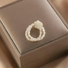 Double-layer Design White Fritillary Rose Natural Pearl Ring,#6