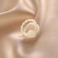 Double-layer Design White Fritillary Rose Natural Pearl Ring,#6