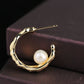 Simple Large C Geometric Color-retaining Copper Gold-plated Freshwater Pearl Earring