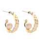 Simple Large C Geometric Color-retaining Copper Gold-plated Freshwater Pearl Earring