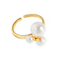 925 Sterling Silver Simple and Stylish Three Pearl Ring, Adjustable