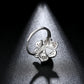 Flower Bead Brass Zircon Ring, Adjustable