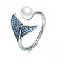 925 Sterling Silver Fashion Mermaid Pearl Ring, Adjustable