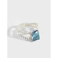 925 Sterling Silver Blue Zircon Natural Pearl Ring, Adjustable