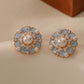 French New Style Blue Oil-dripping Flower Earrings