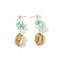 Hand-painted Square Tanglin Jade Freshwater Pearl Earrings