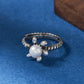 925 Silver Simple Freshwater Pearl Flower Ring,Adjustable